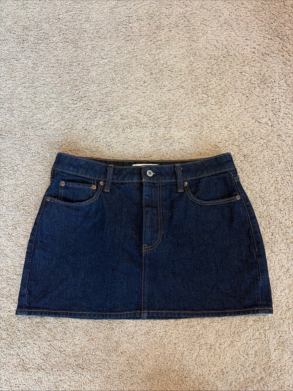 Abercrombie Dark Wash Rinse Denim Jean Mini Skirt Mid Rise Curve Love 4/27